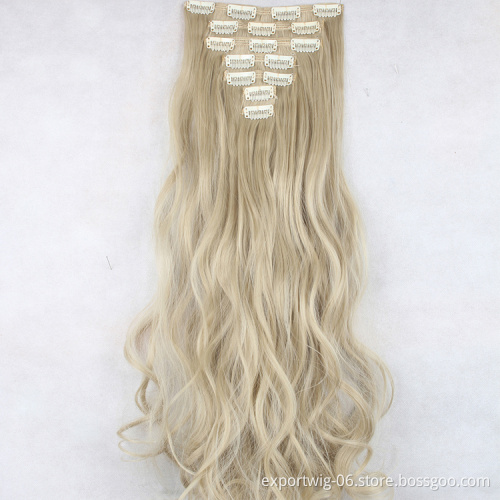 synthetic clip in hair extension seamless crochet braiding Synthetic Hair Extensions 7 Pieces Clip In synthetic hair chignon
